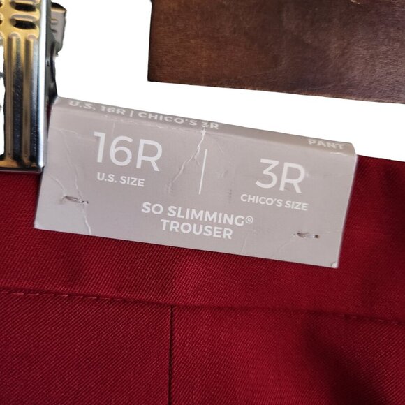 Chico's Pants Women's Red 16 (3) So Slimming Trouser Pockets NEW Career Office - Picture 11 of 11